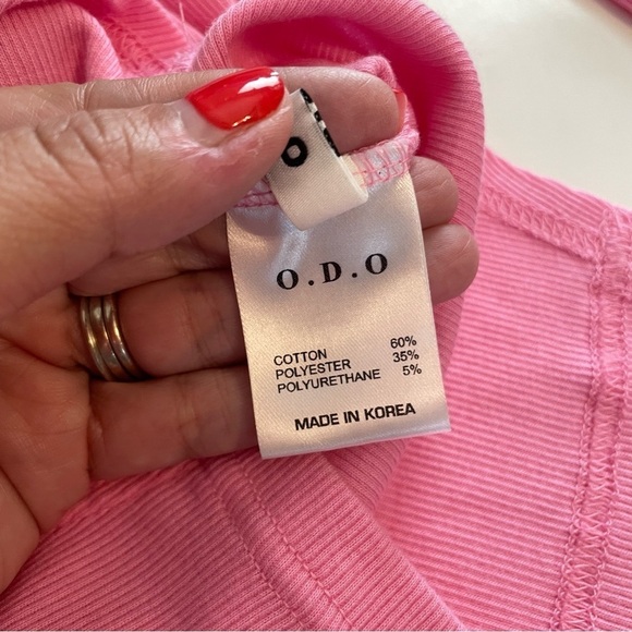 O.D.O. Pink Long Sleeve Super Soft Tie Keyhole Back Y2K Shirt Top - Picture 7 of 9